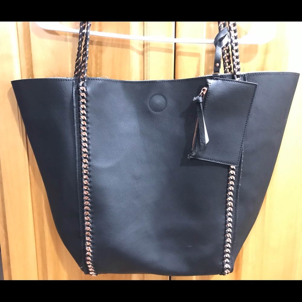 Black & Rose Gold Faux Leather Bag